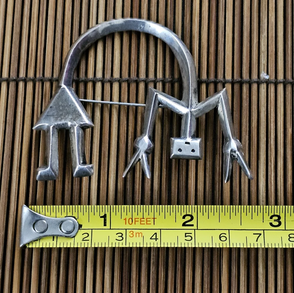 Sterling Silver Navajo Yei Brooch (Vintage) - Picture 10 of 12